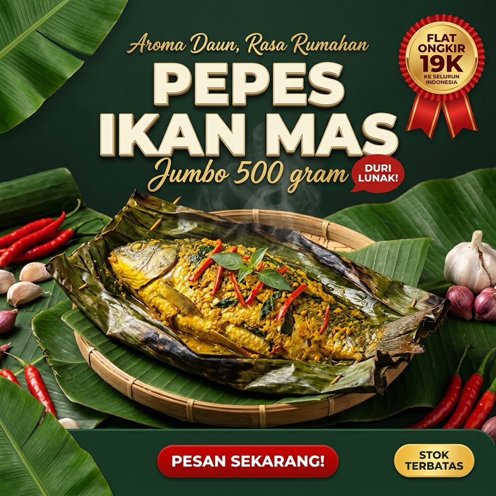 Pepes Ikan Mas Jumbo Duri Lunak 500 gr